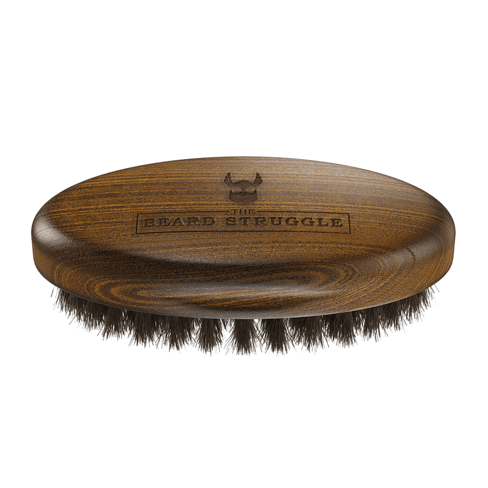 Bartbürste von TheBeardStruggle mit Logo Innovativ konstruiert mit einem Griff aus poliertem Buchenholz