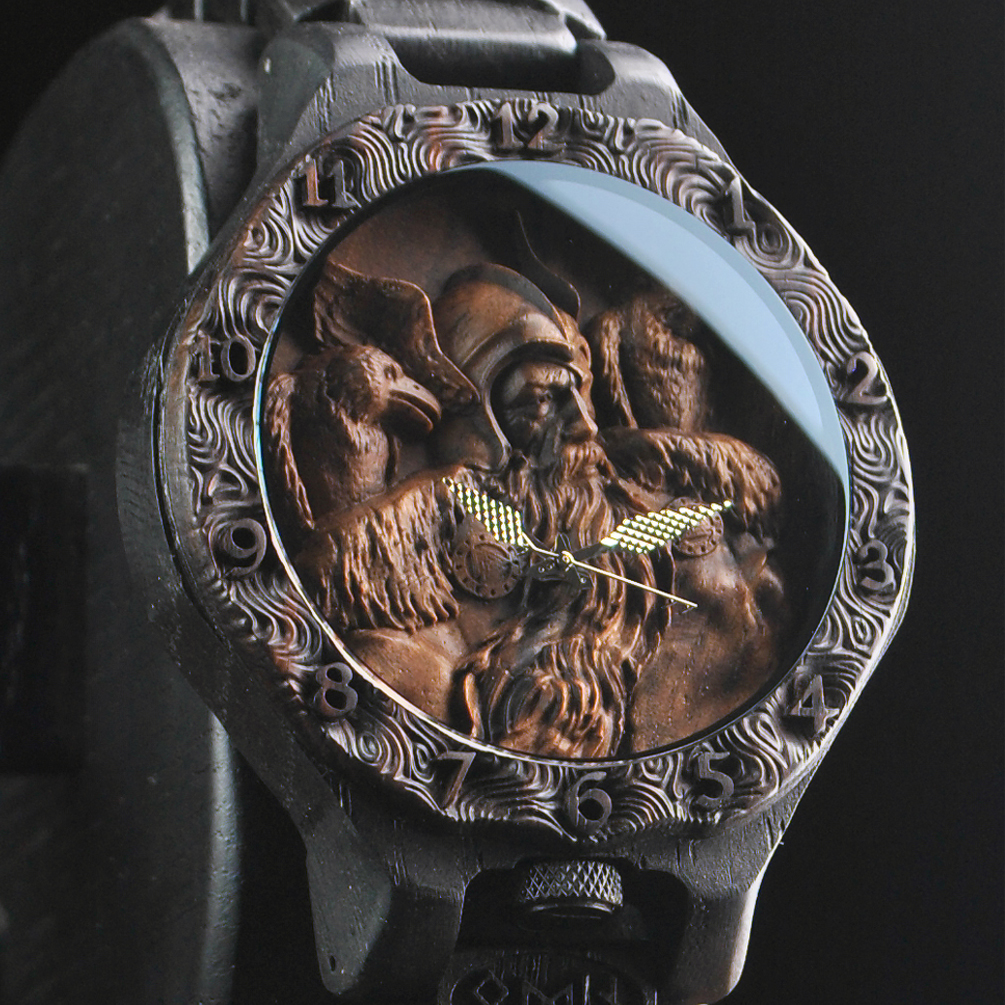 Armbanduhr "Allvater Odin" Schweizer Uhrwerk verpaart mit Edelhölzern Armbanduhr "Allvater Odin" Schweizer Uhrwerk verpaart mit Edelhölzern