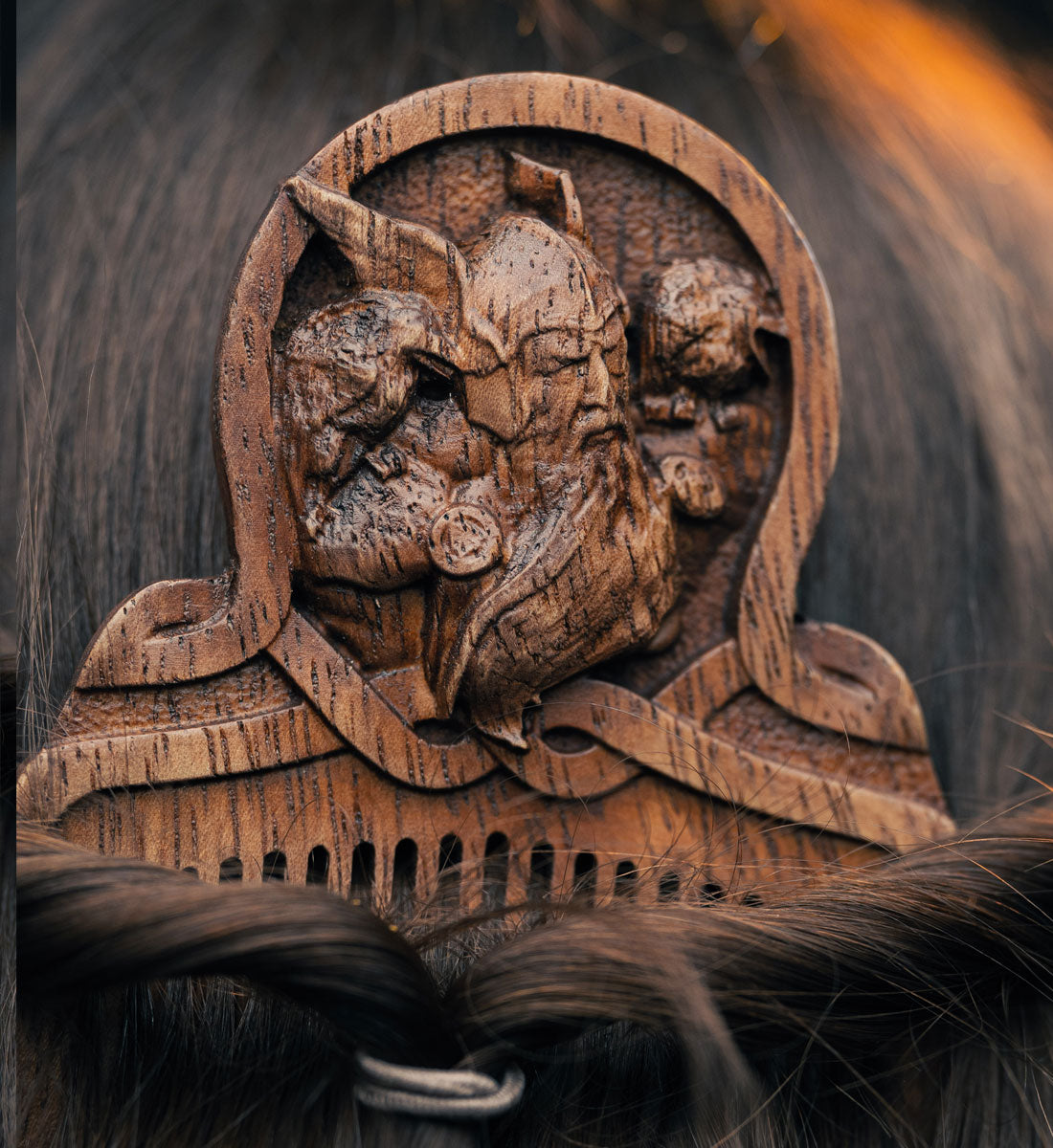 Holzkamm "Odin" Haar- oder Bartkamm mit Odin Motiv